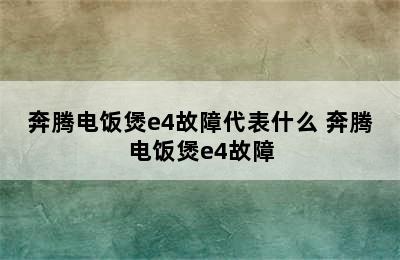 奔腾电饭煲e4故障代表什么 奔腾电饭煲e4故障